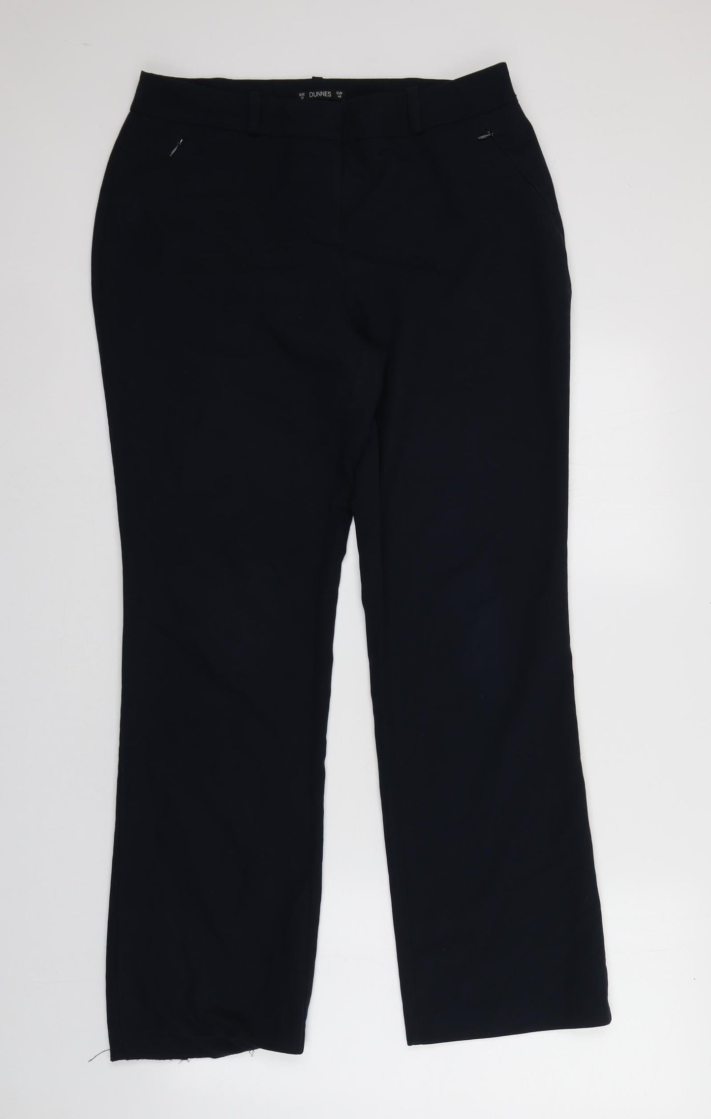 Dunnes Stores Womens Blue  Polyester Carrot Trousers Size 12 L27 in Regular