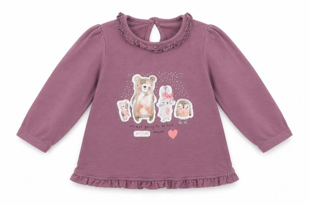 George Girls Purple  Cotton Basic T-Shirt Size 3-6 Months Round Neck  - animal design