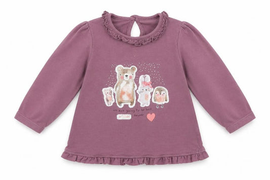 George Girls Purple  Cotton Basic T-Shirt Size 3-6 Months Round Neck  - animal design