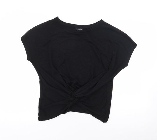 New Look Womens Black  Polyester Jersey T-Shirt Size M Crew Neck