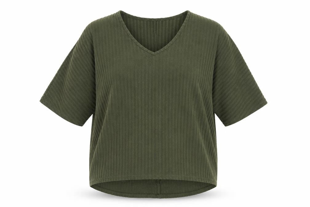 New Look Womens Green  Polyester Jersey T-Shirt Size S V-Neck