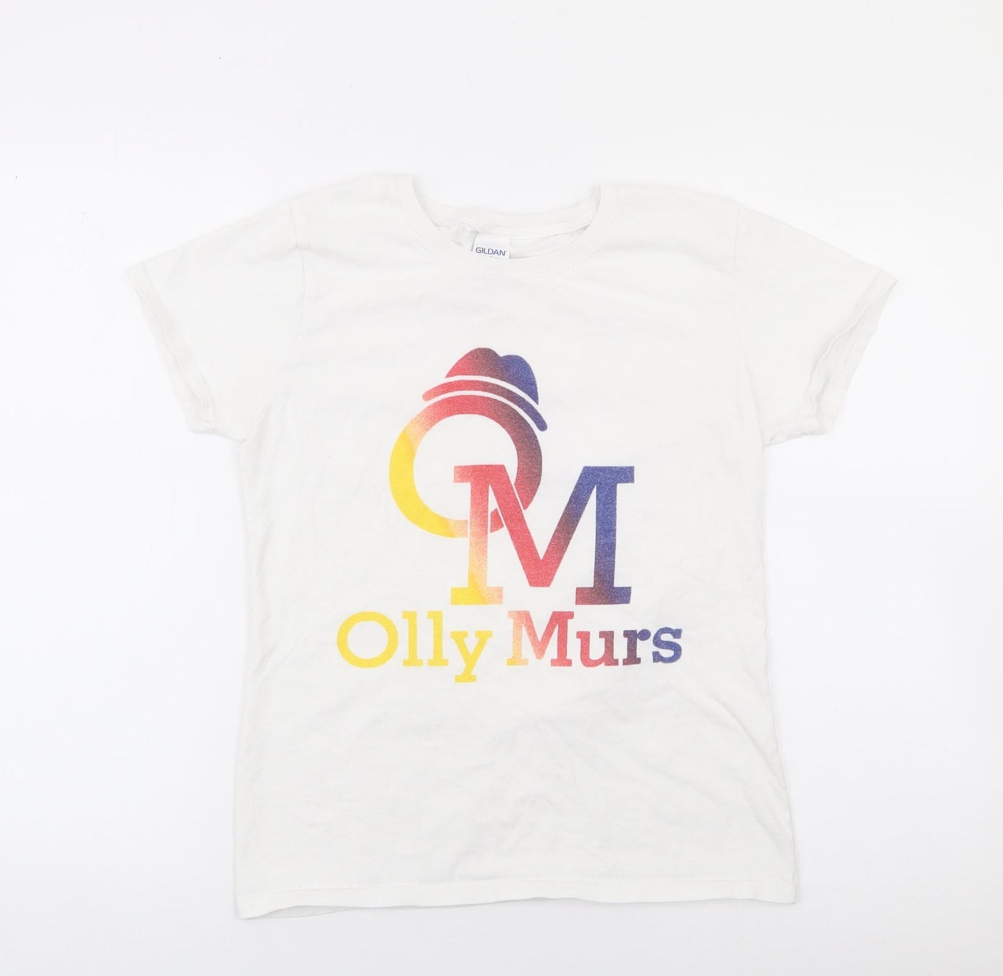 Gildan Womens Ivory  100% Cotton Jersey T-Shirt Size S Crew Neck - Olly Murs