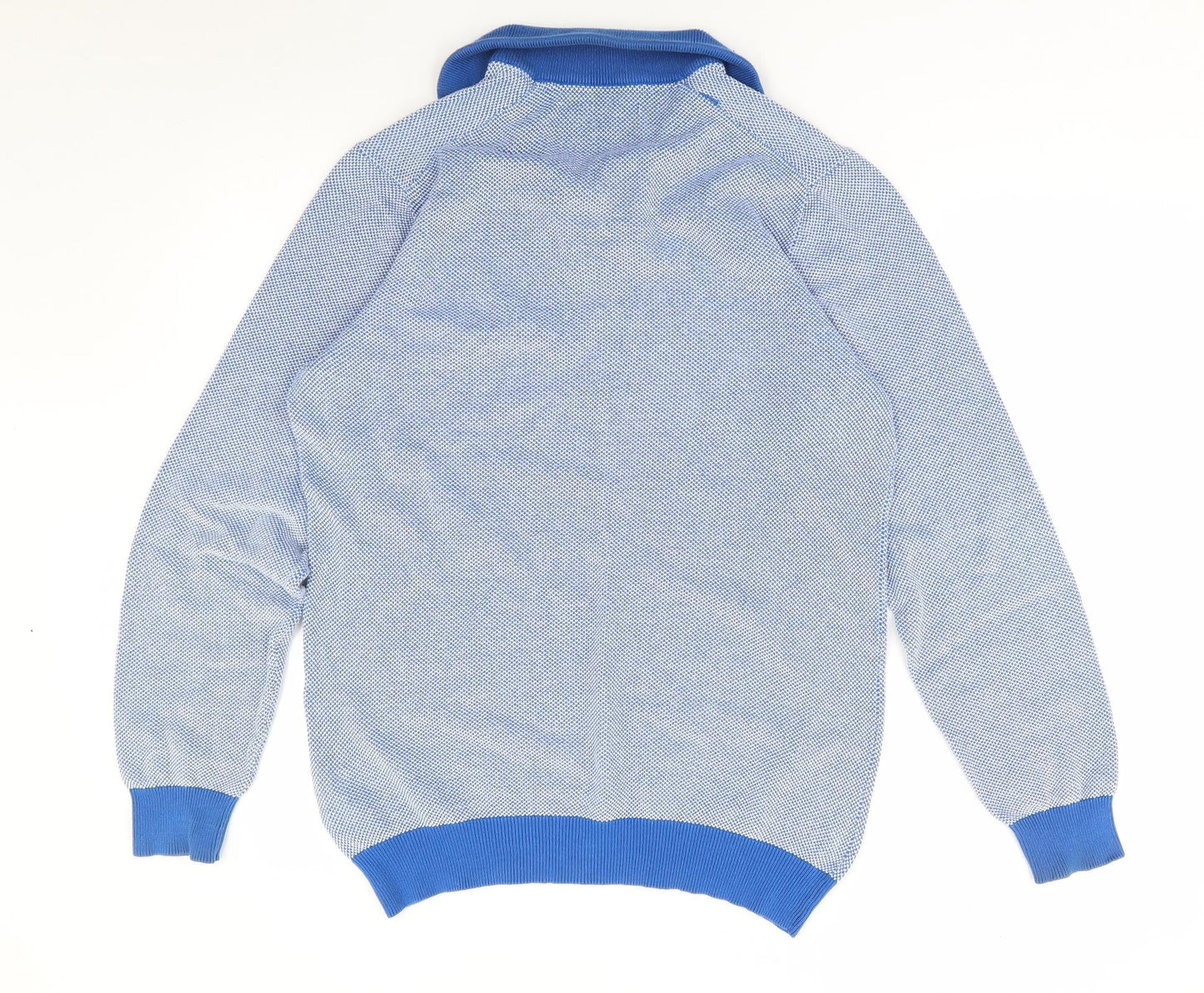 Giovanni Galli Mens Blue Collared  Cotton Pullover Jumper Size L