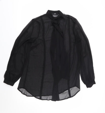 V By Very Womens Black  Polyester Jersey Button-Up Size M Halter