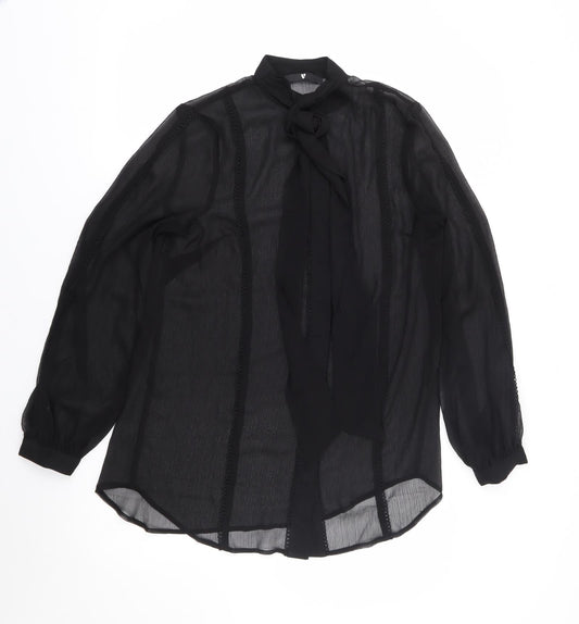 V By Very Womens Black  Polyester Jersey Button-Up Size M Halter