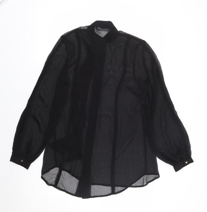 V By Very Womens Black  Polyester Jersey Button-Up Size M Halter