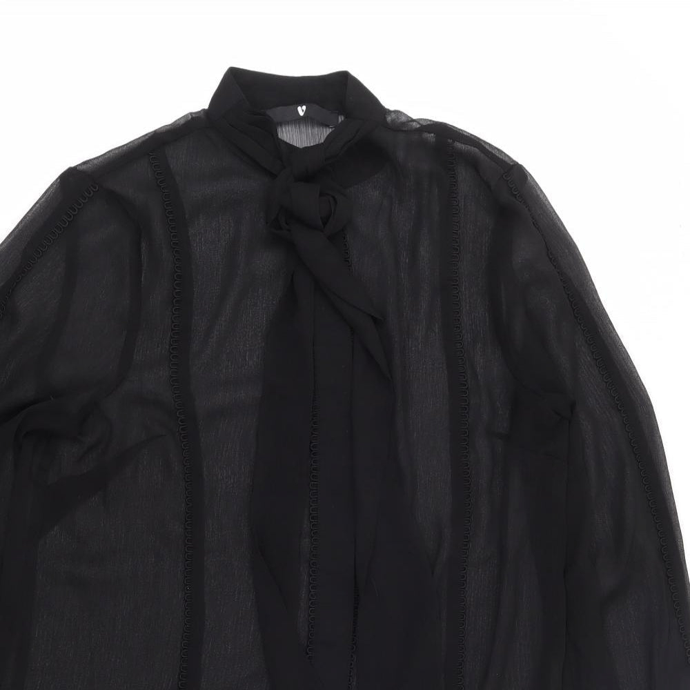 V By Very Womens Black  Polyester Jersey Button-Up Size M Halter