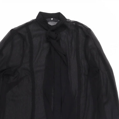 V By Very Womens Black  Polyester Jersey Button-Up Size M Halter