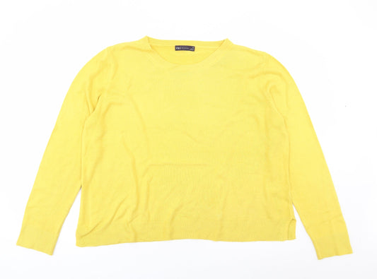 Marks and Spencer Womens Yellow Crew Neck  Acrylic Pullover Jumper Size 20
