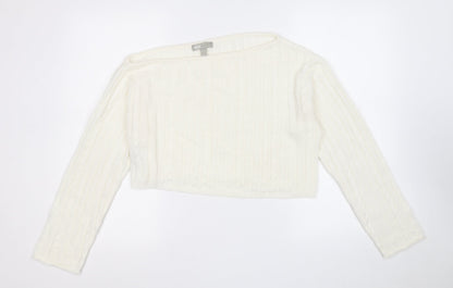 ASOS Womens White Round Neck  Acrylic Pullover Jumper Size 12