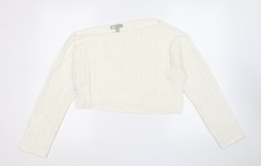 ASOS Womens White Round Neck  Acrylic Pullover Jumper Size 12