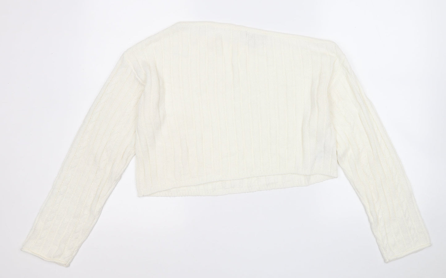 ASOS Womens White Round Neck  Acrylic Pullover Jumper Size 12