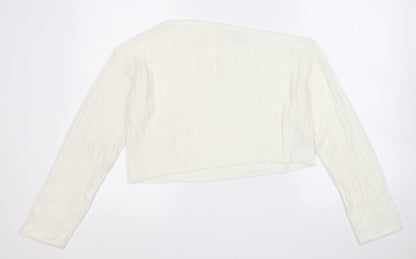 ASOS Womens White Round Neck  Acrylic Pullover Jumper Size 12