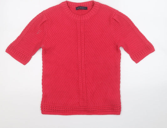 Marks and Spencer Womens Pink V-Neck  Cotton Pullover Jumper Size 10
