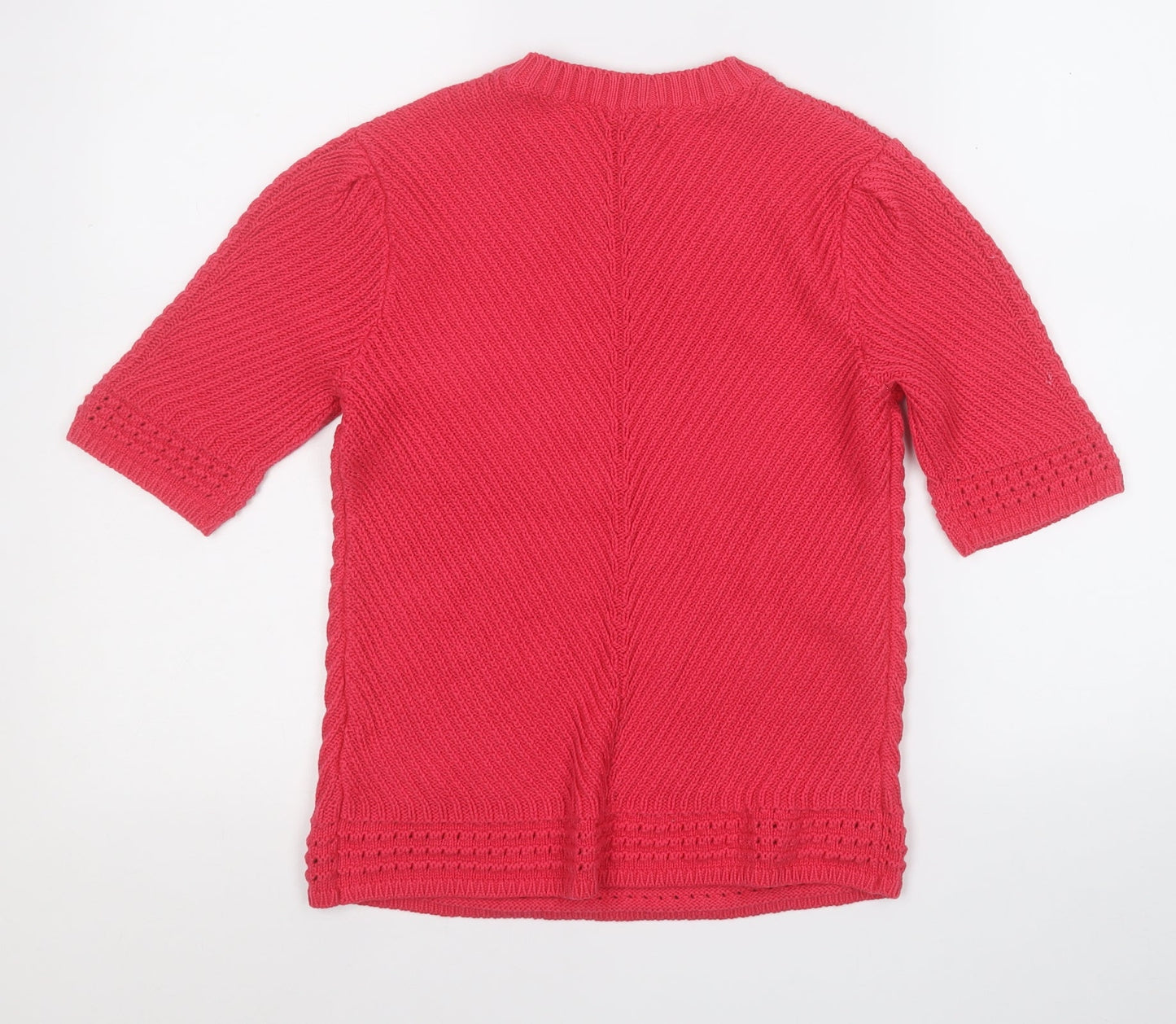 Marks and Spencer Womens Pink V-Neck  Cotton Pullover Jumper Size 10