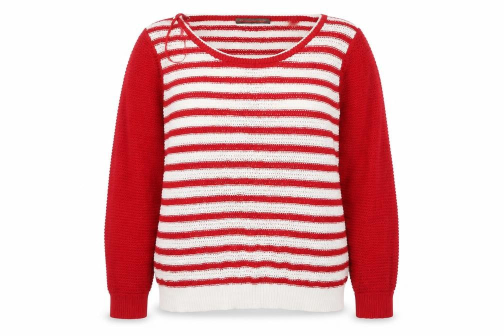 Blooming Marvellous Womens Red Round Neck Striped Cotton Pullover Jumper Size 16