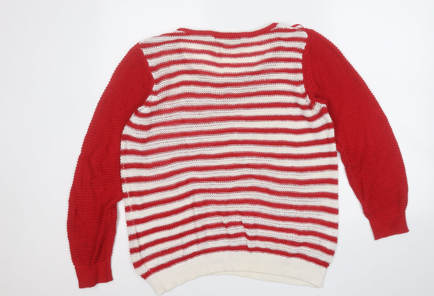 Blooming Marvellous Womens Red Round Neck Striped Cotton Pullover Jumper Size 16