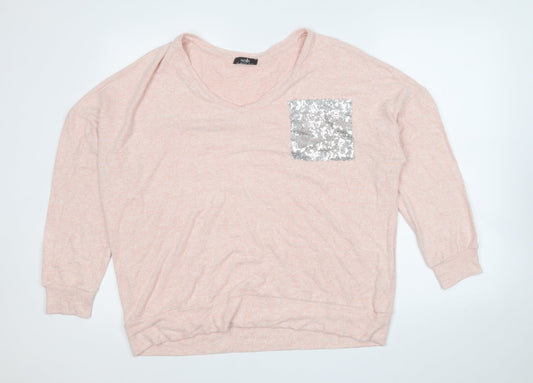 Wallis Womens Pink V-Neck  Viscose Pullover Jumper Size 12