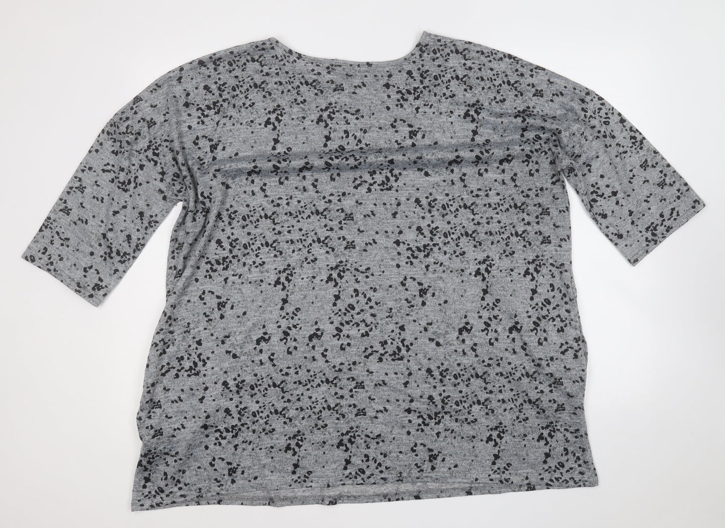 Simply Be Womens Grey Geometric Polyester Basic Blouse Size 18 Round Neck