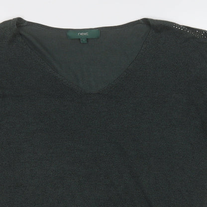 Next Womens Green V-Neck  Viscose Pullover Jumper Size 12