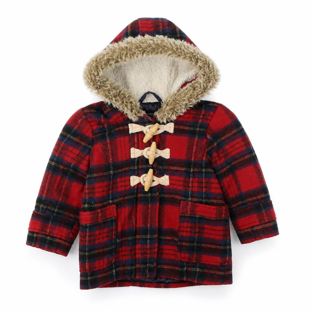 Next Boys Red Plaid  Jacket  Size 2-3 Years  Hook & Loop