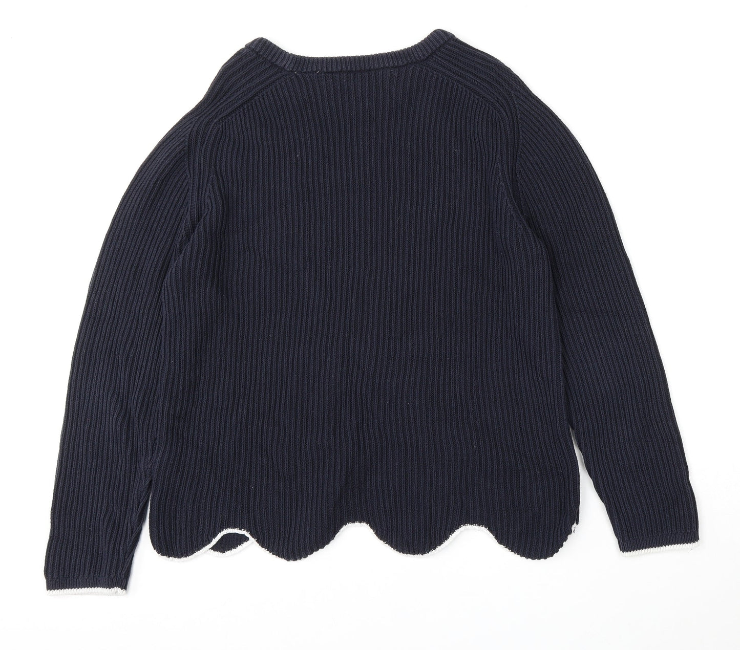 Marks and Spencer Womens Blue Round Neck  Cotton Pullover Jumper Size 18