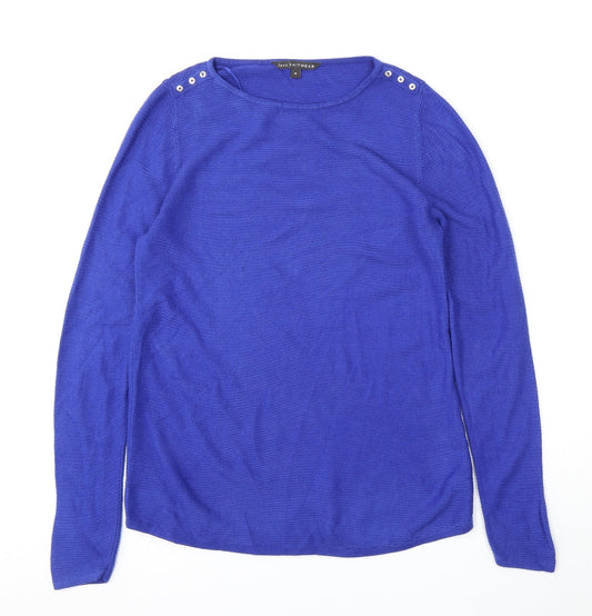 Bonmarché Womens Blue Round Neck  Acrylic Pullover Jumper Size 10