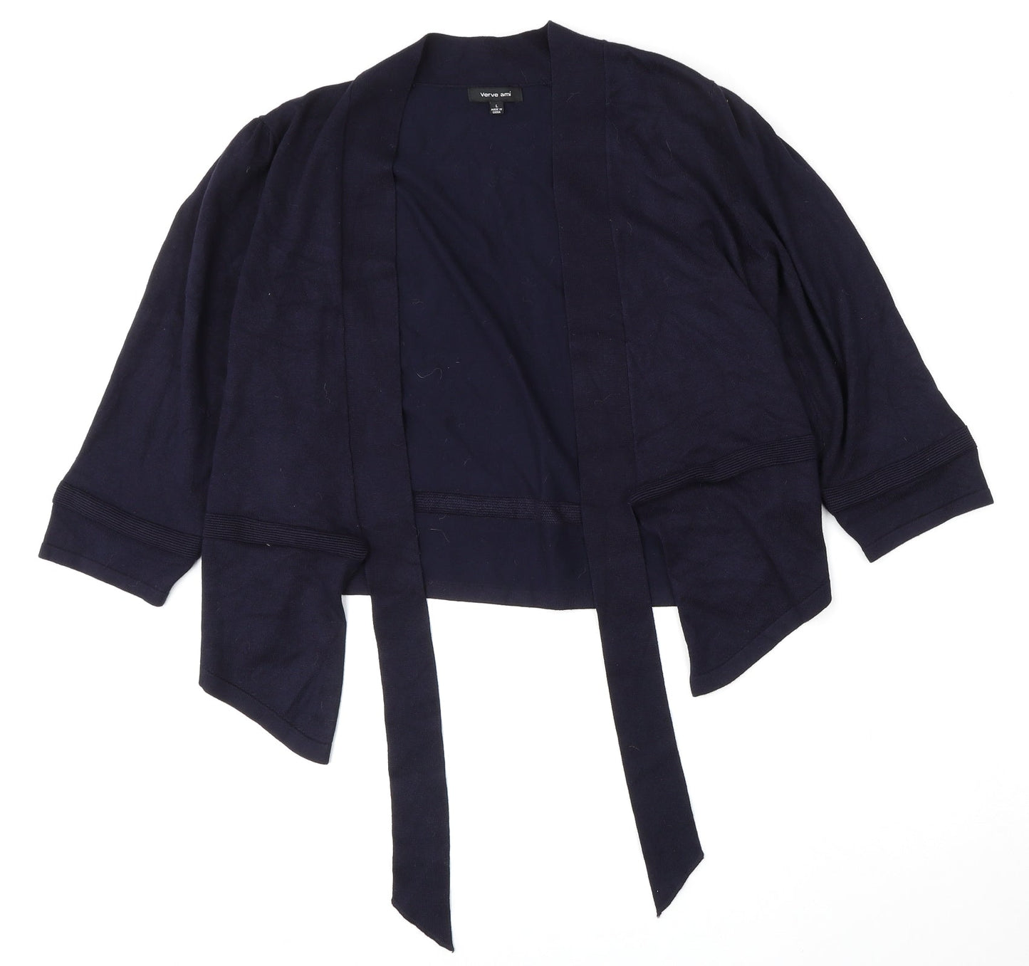 Verve Ami Womens Blue V-Neck  Rayon Cardigan Jumper Size L