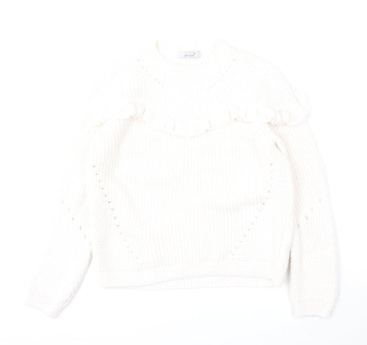 Per Una Womens White Round Neck  Acrylic Pullover Jumper Size 10