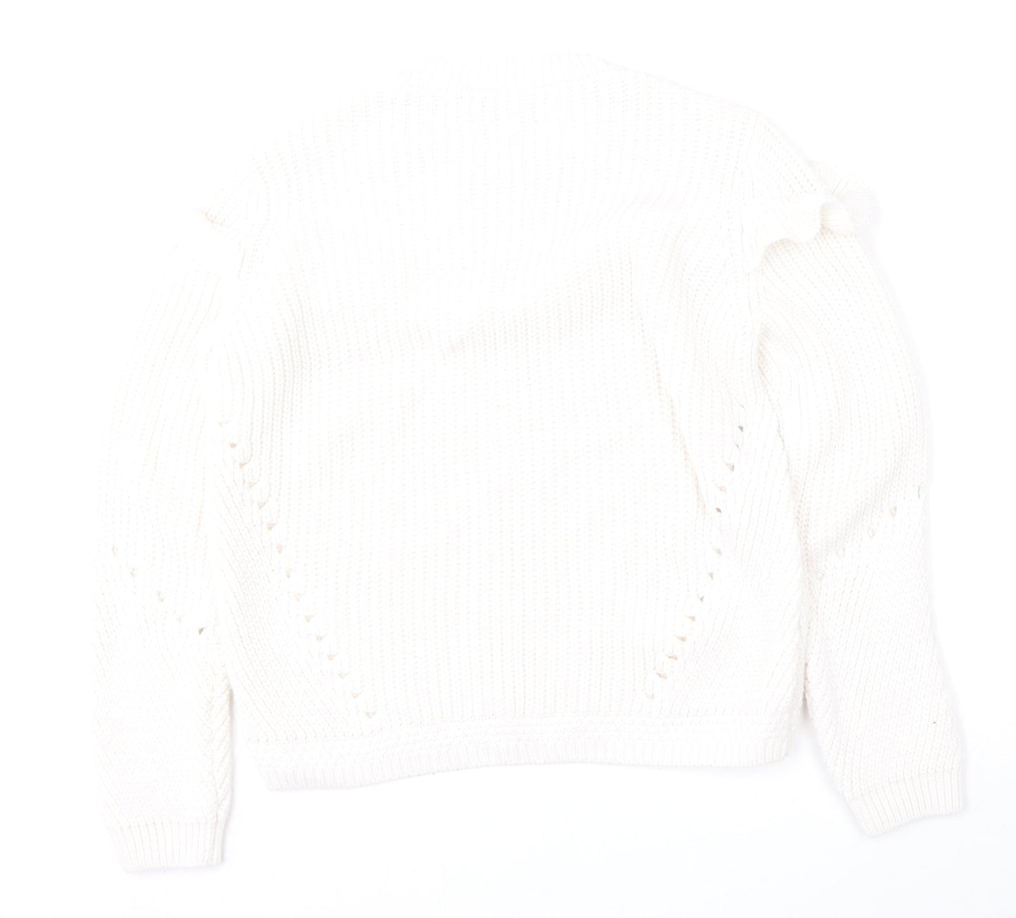 Per Una Womens White Round Neck  Acrylic Pullover Jumper Size 10