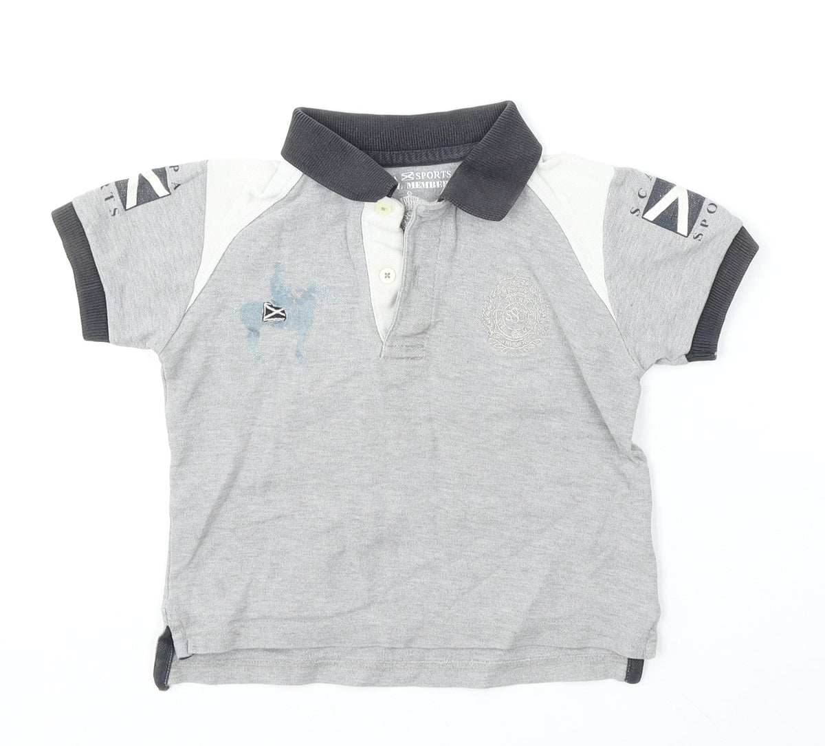 Scapa Sports Boys Grey  Cotton Basic Polo Size 2 Years Collared Button