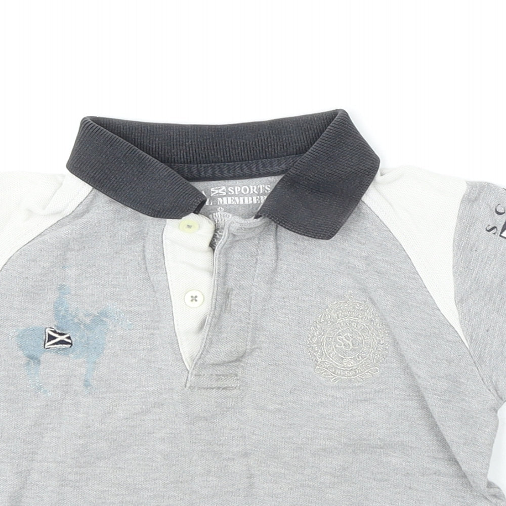 Scapa Sports Boys Grey  Cotton Basic Polo Size 2 Years Collared Button