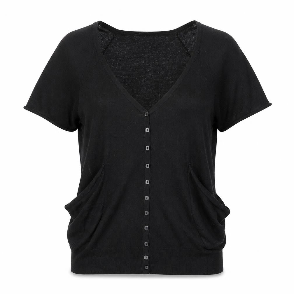 Dorothy Perkins Womens Black V-Neck  Viscose Pullover Jumper Size 12