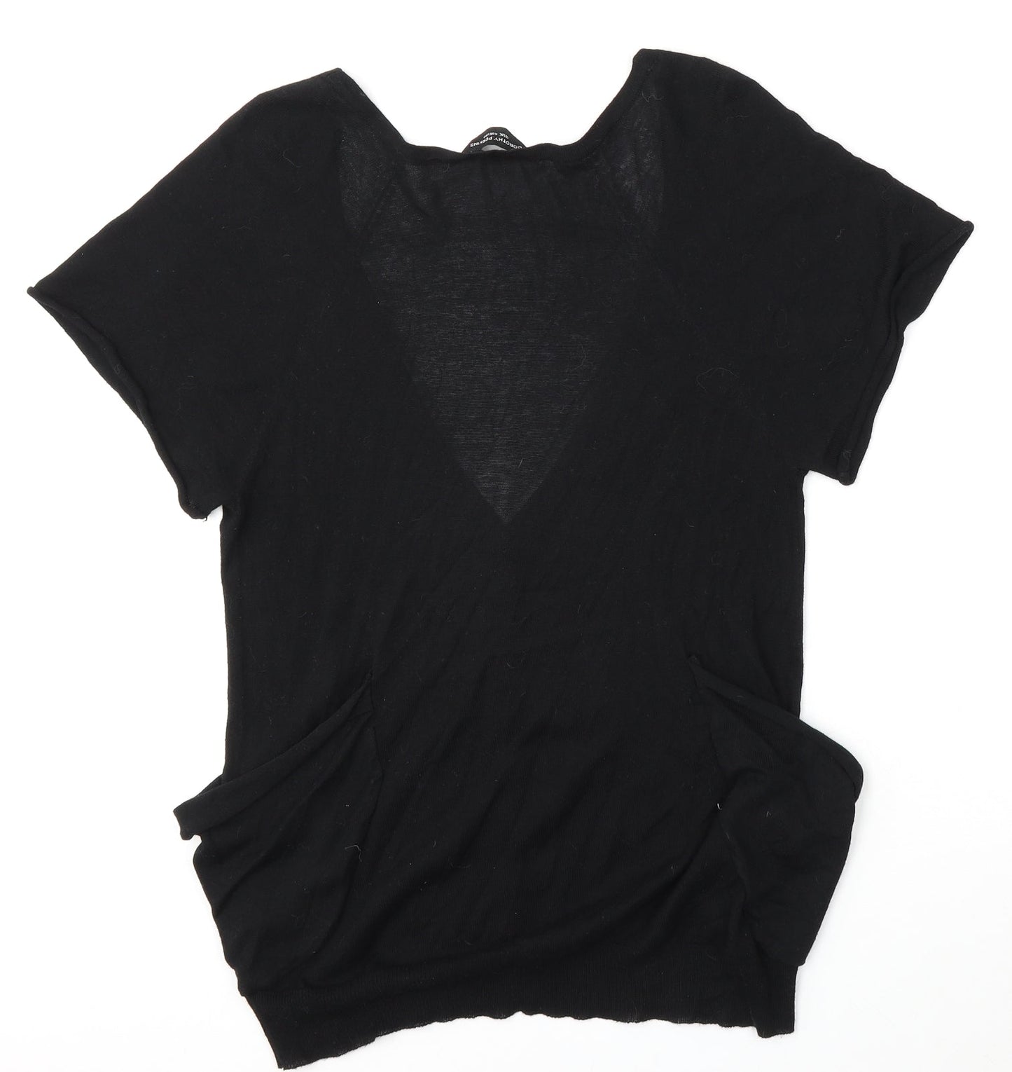 Dorothy Perkins Womens Black V-Neck  Viscose Pullover Jumper Size 12