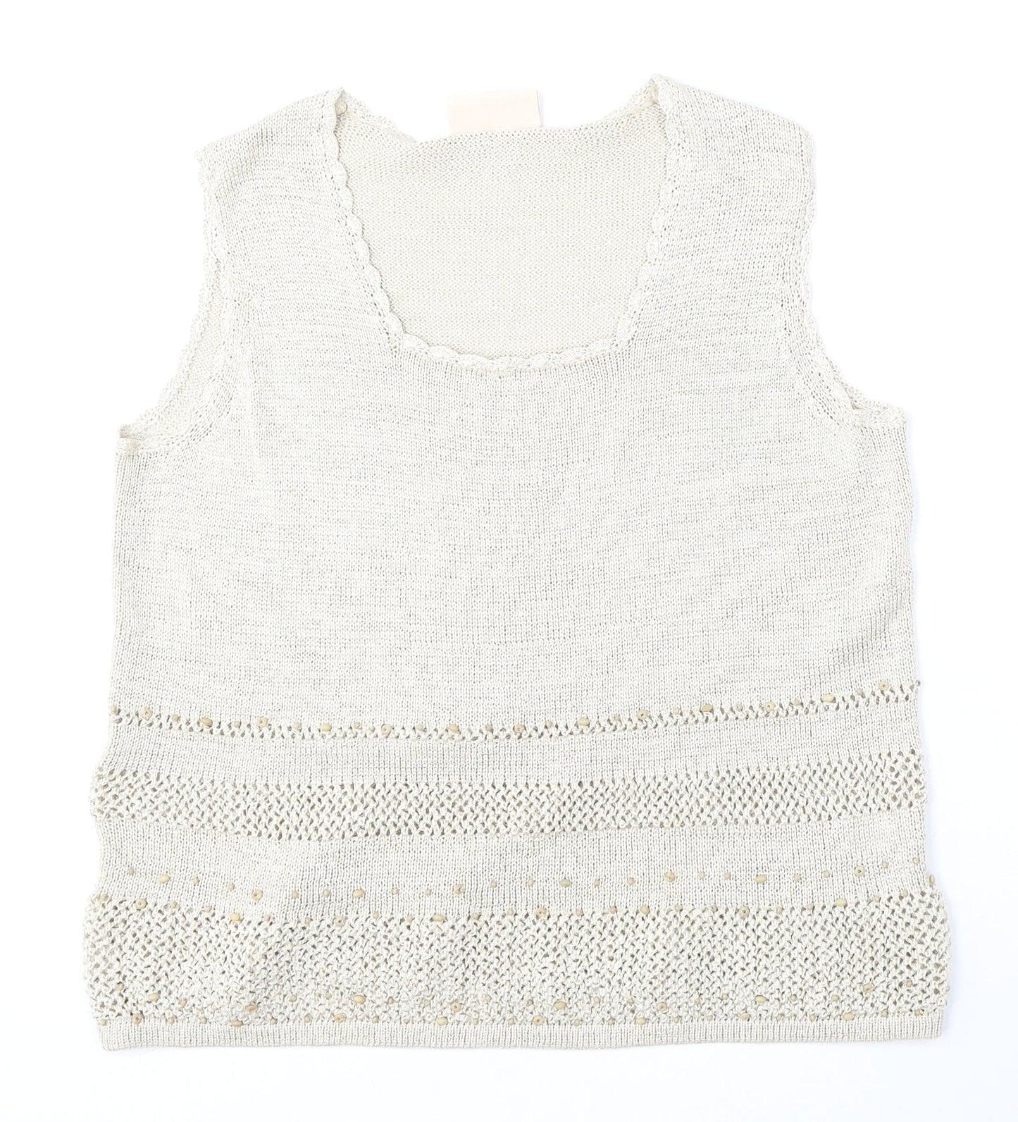 Fashion Debut Womens Beige Round Neck  Polyester Vest Jumper Size 20