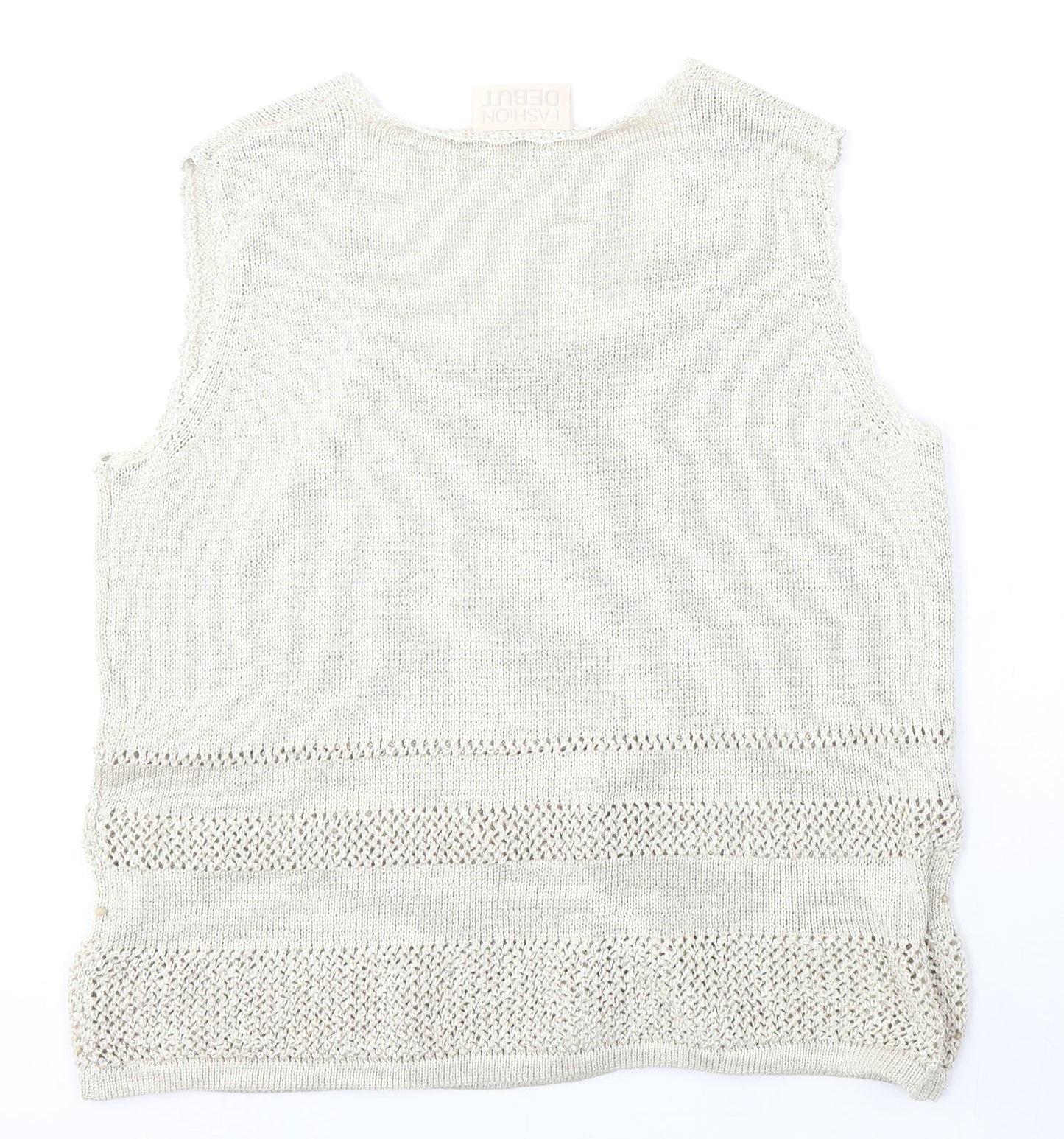 Fashion Debut Womens Beige Round Neck  Polyester Vest Jumper Size 20