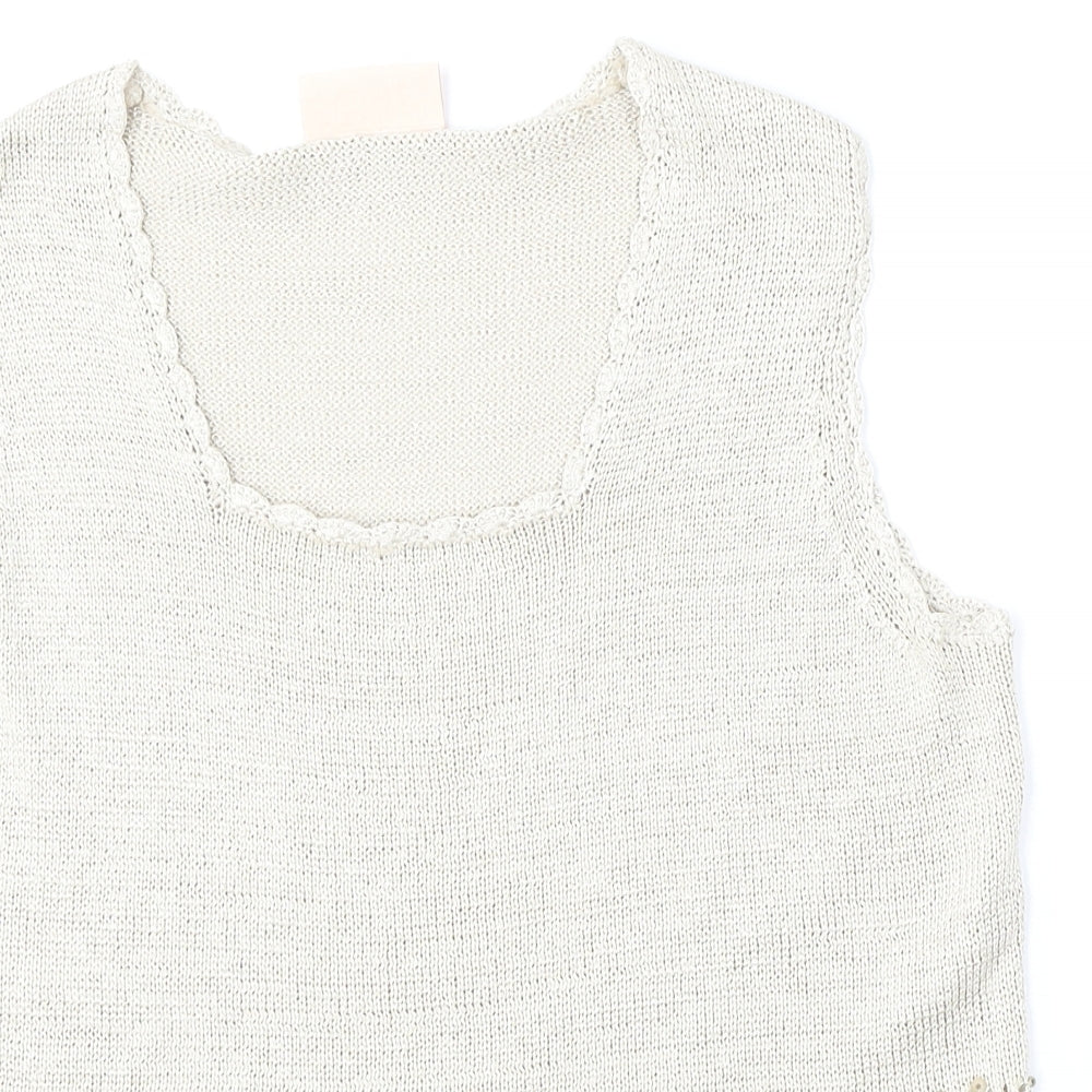 Fashion Debut Womens Beige Round Neck  Polyester Vest Jumper Size 20