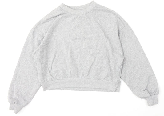 Pull&Bear Womens Grey  Cotton Pullover Sweatshirt Size L