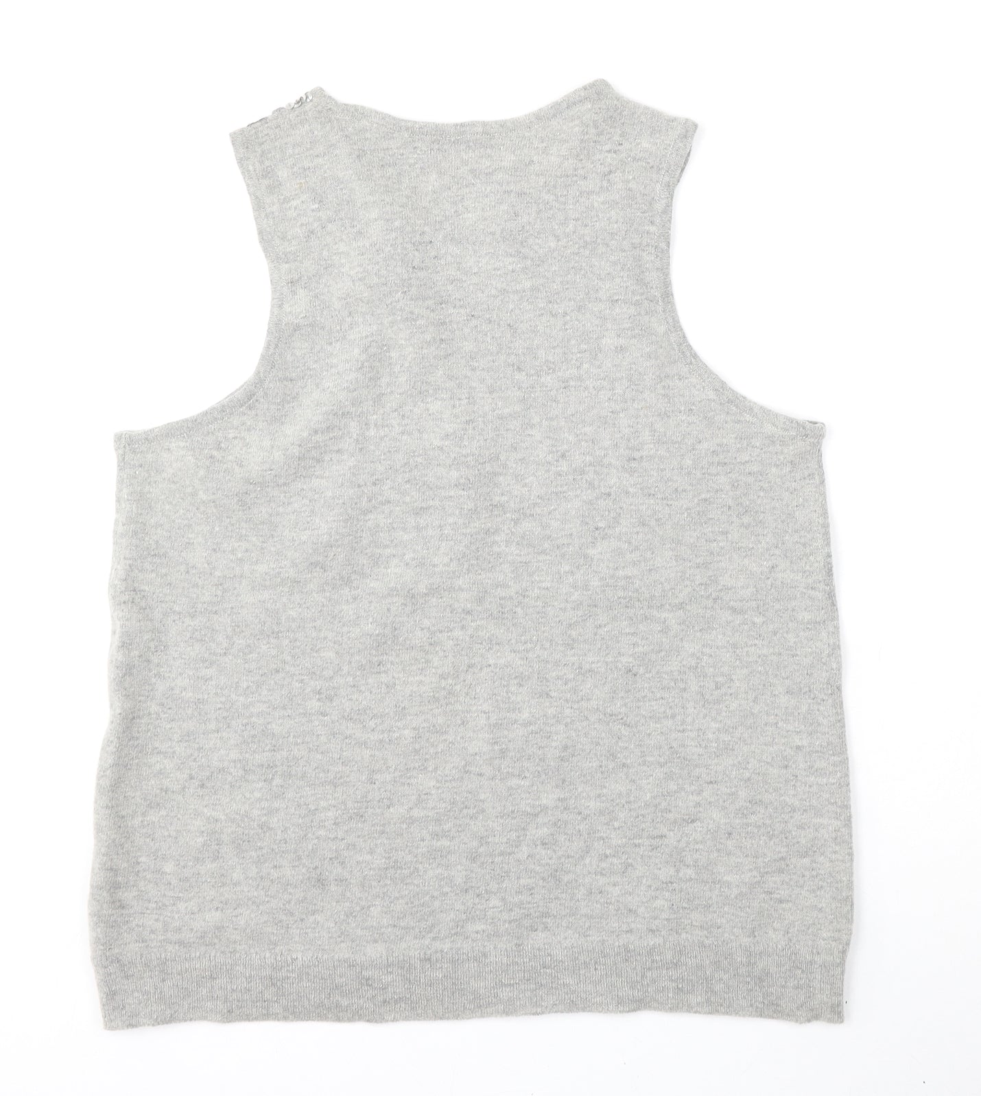 Preworn Womens Grey Round Neck  Wool Vest Jumper Size L