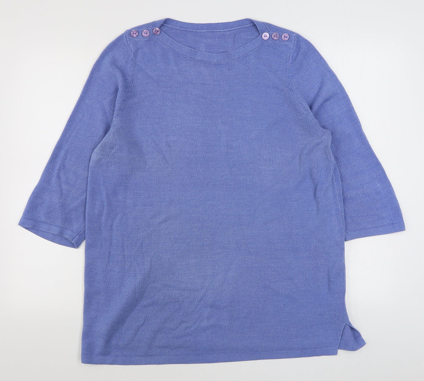 Preworn Womens Blue Boat Neck  Acrylic Pullover Jumper Size 18