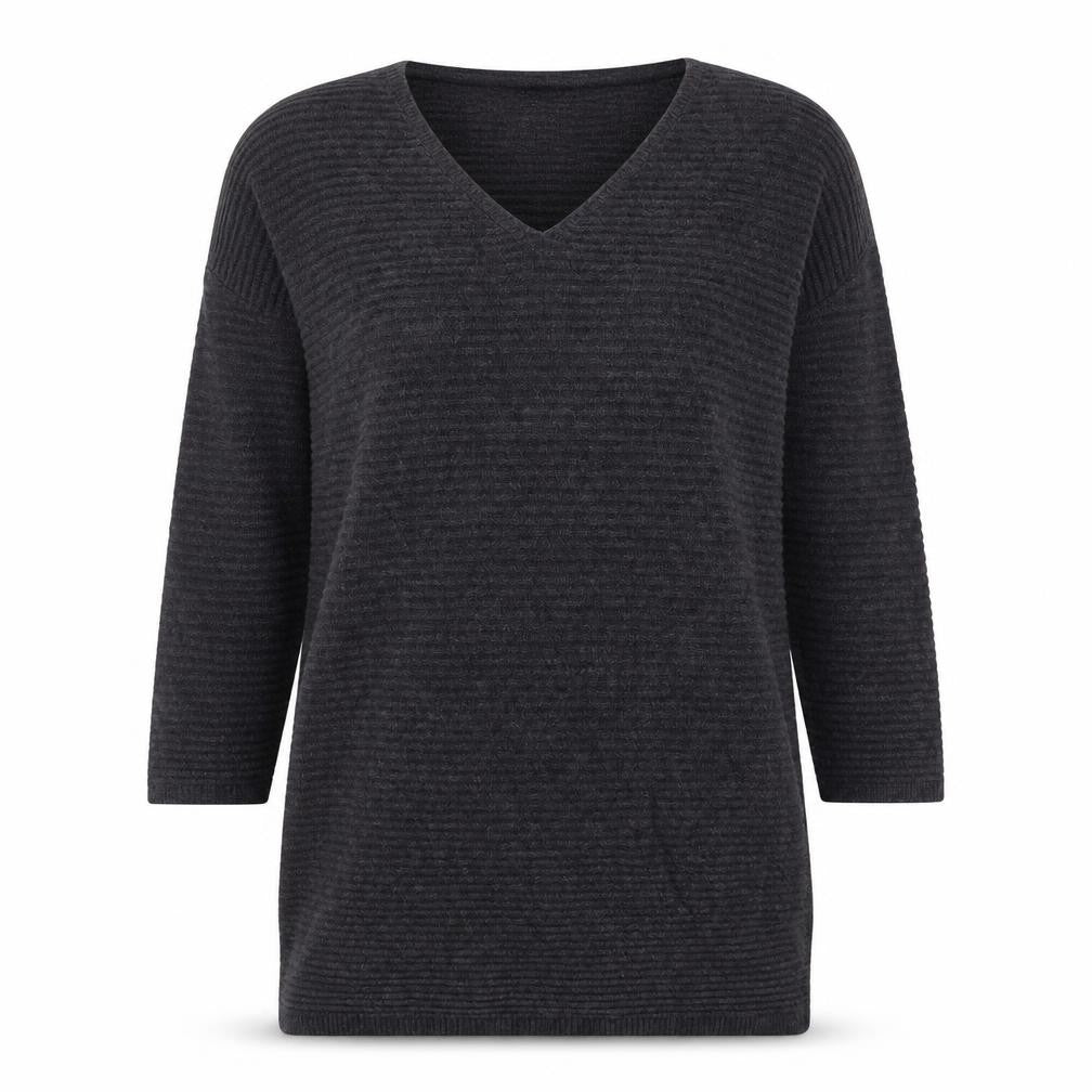 Anonimous Womens Grey V-Neck  Acrylic Pullover Jumper Size M