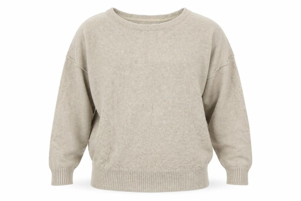 H&M Mens Beige Round Neck  Cotton Pullover Jumper Size L