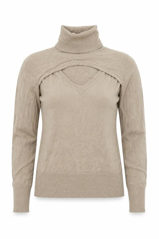 In Style Fashion Womens Beige Roll Neck  Polyester Pullover Jumper Size M