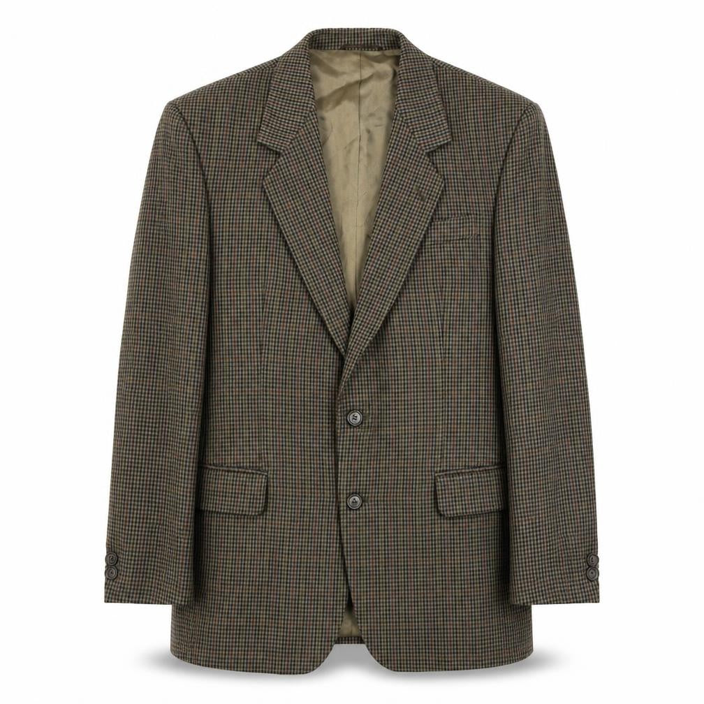 Skopes Mens Brown Plaid Polyester Jacket Suit Jacket Size 38