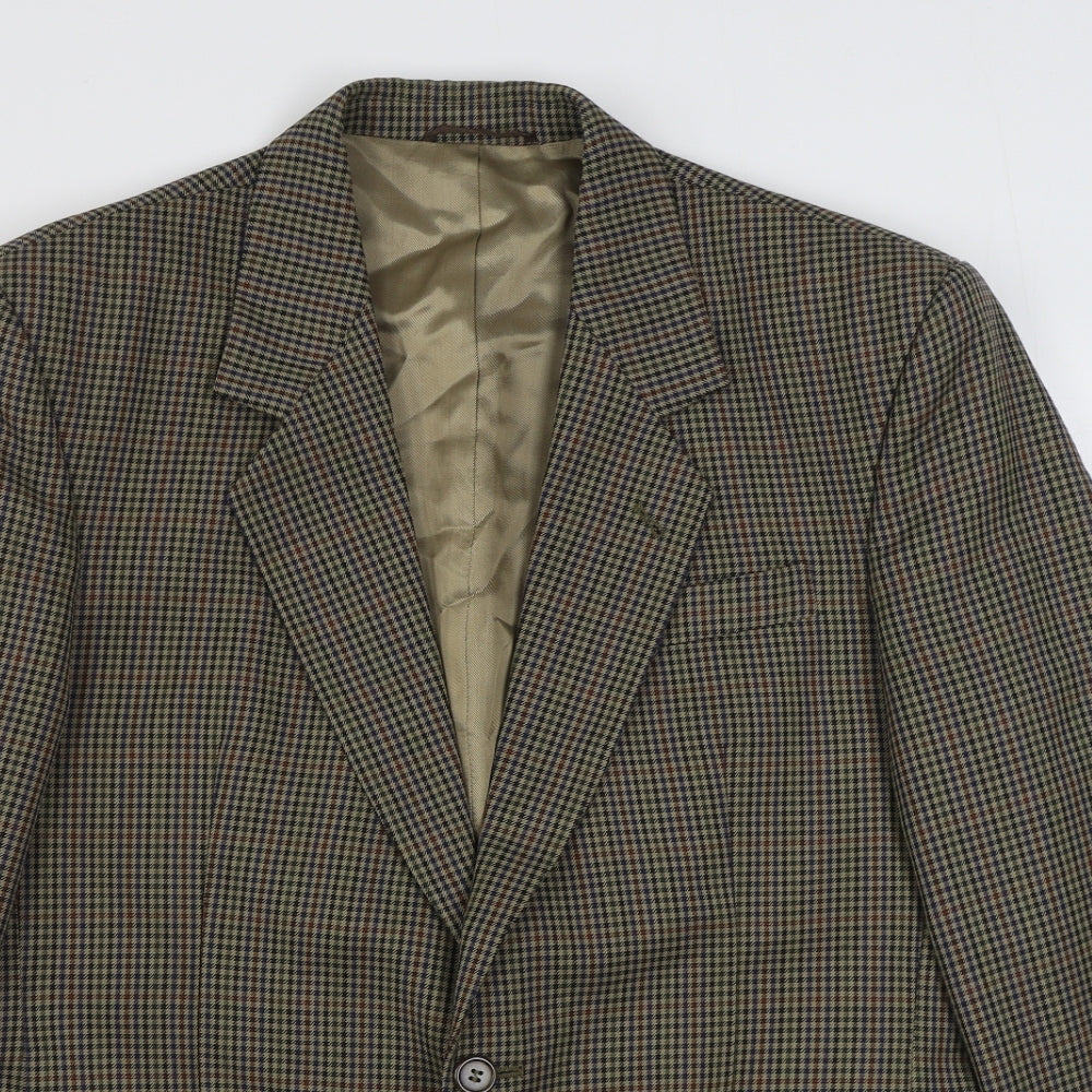 Skopes Mens Brown Plaid Polyester Jacket Suit Jacket Size 38