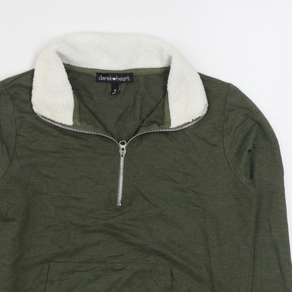 Derek Heart Womens Green  Cotton Pullover Sweatshirt Size M  Zip
