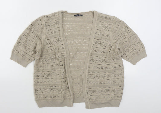BHS Womens Beige V-Neck  Acrylic Cardigan Jumper Size 16