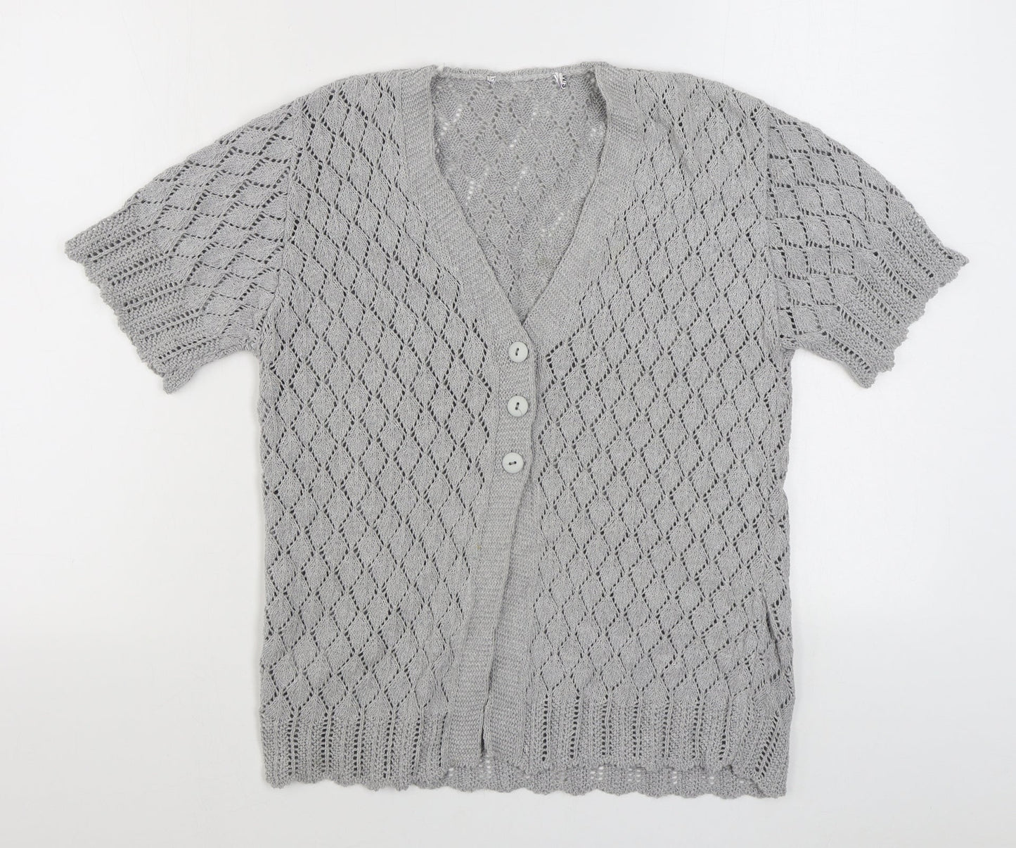 Preworn Womens Grey V-Neck  Acrylic Cardigan Jumper Size S
