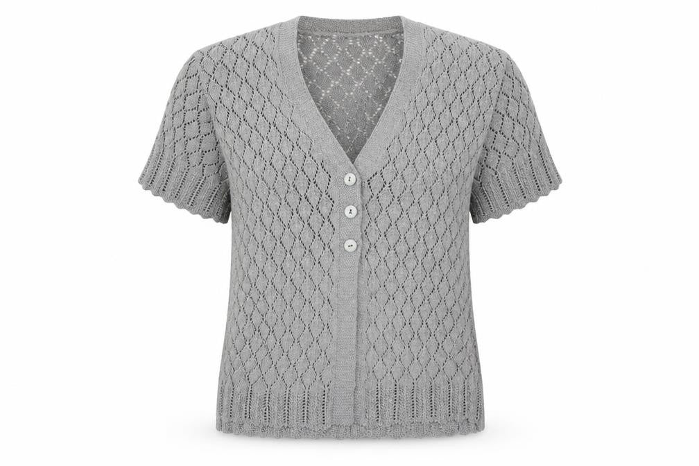 Preworn Womens Grey V-Neck  Acrylic Cardigan Jumper Size S
