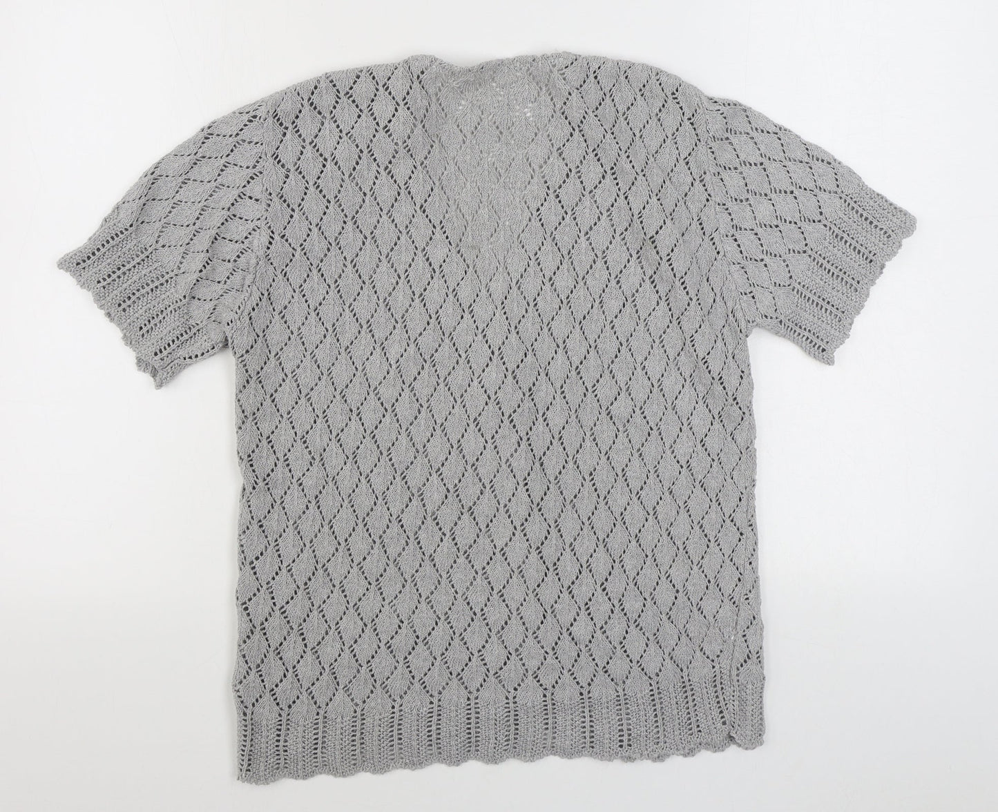 Preworn Womens Grey V-Neck  Acrylic Cardigan Jumper Size S